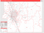 Colorado Springs Metro Area Wall Map Red Line Style